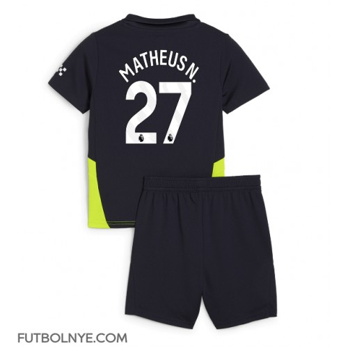 Camiseta Manchester City Matheus Nunes #27 Visitante Equipación para niños 2024-25 manga corta (+ pantalones cortos)